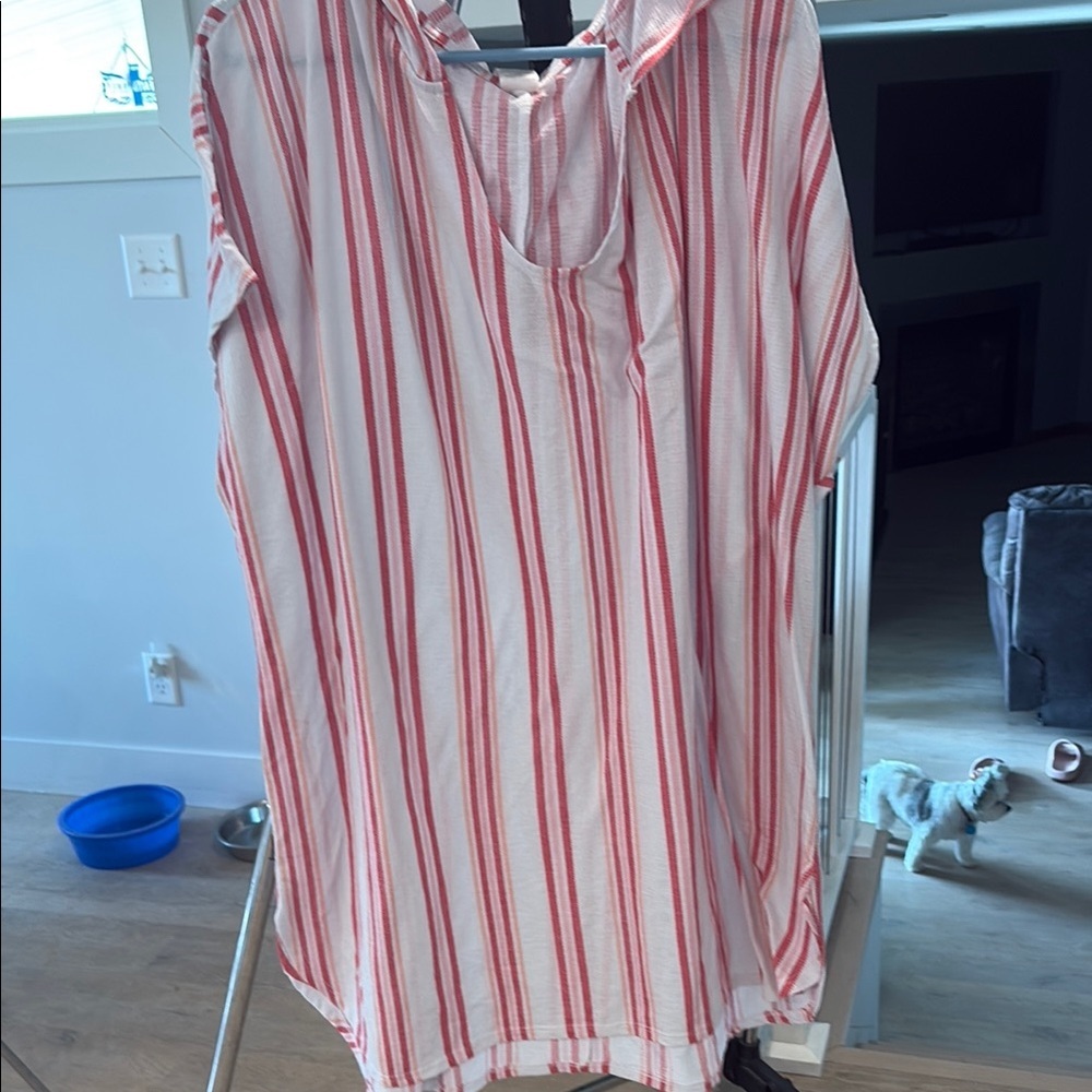 Time and Tru White and Pink Swim Coverup